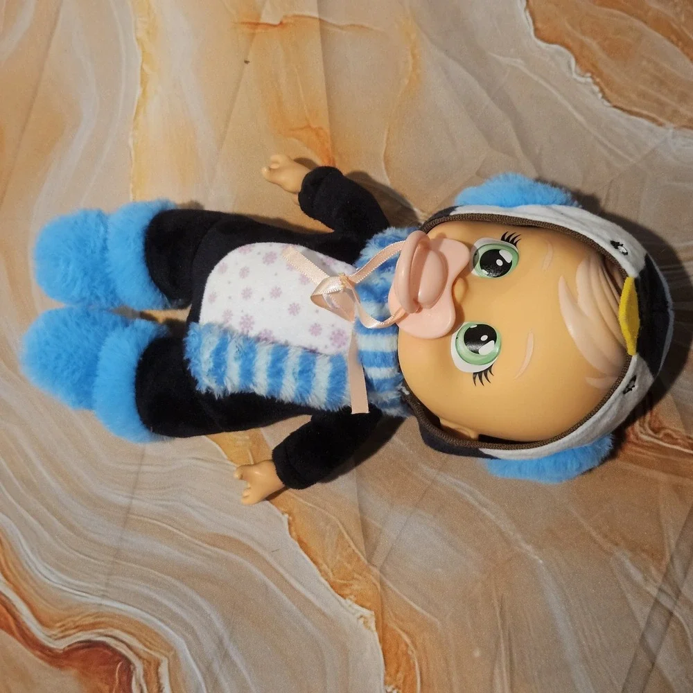 Cry Babies Tiny Cuddles Doll Lot 2 Penguin & Pink Hood Baby Dolls